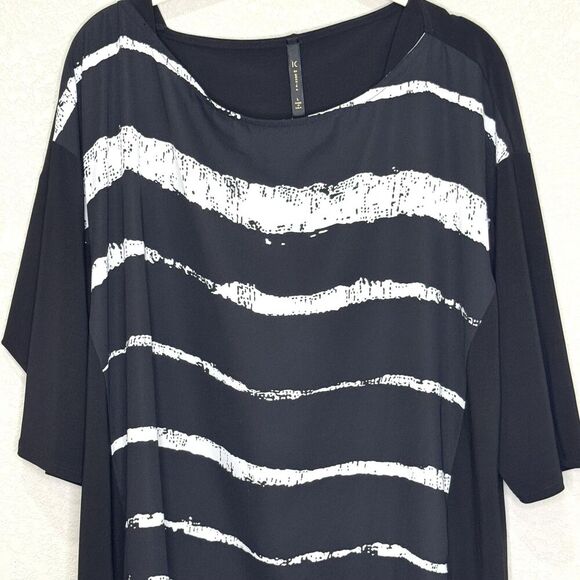 Eva Varro Tunic Top Womens Large Abstract Print Layered Hem 3/4 Sleeve Pullover - Picture 7 of 8